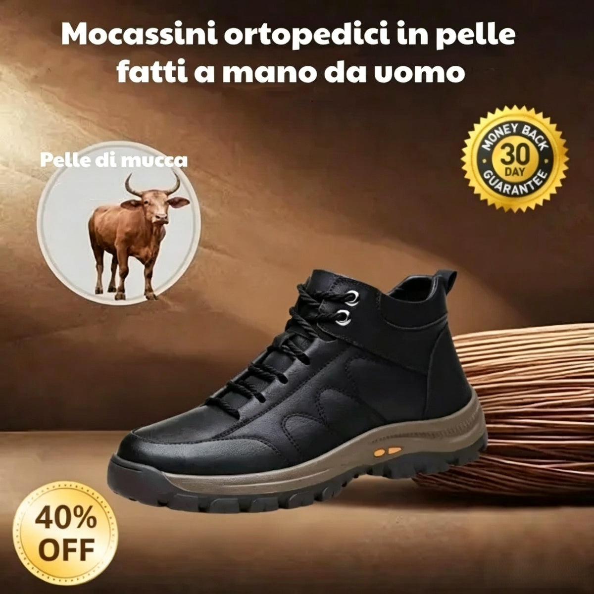 ⏰ Ultimo giorno! Sconto del 70%! 👞 Scarpe in vera pelle italiana 🐂 Cucite a mano, morbide e comode ✅ Supporto per l'arco plantare; riduce la pressione sui piedi e garantisce comfort per tutto il giorno.