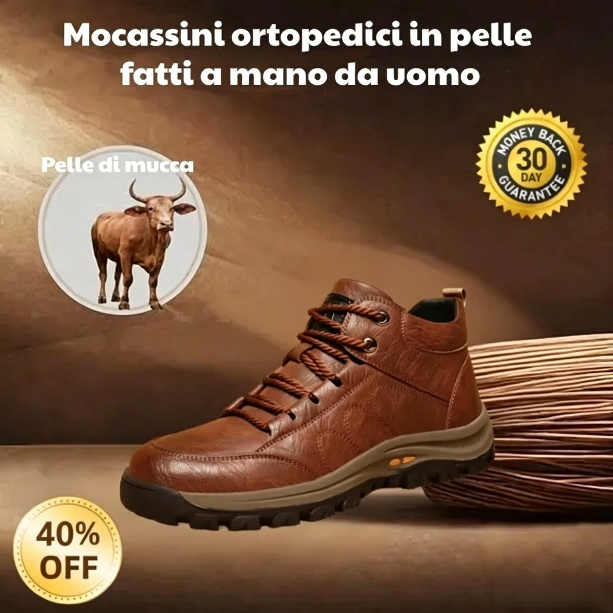 ⏰ Ultimo giorno! Sconto del 70%! 👞 Scarpe in vera pelle italiana 🐂 Cucite a mano, morbide e comode ✅ Supporto per l'arco plantare; riduce la pressione sui piedi e garantisce comfort per tutto il giorno.