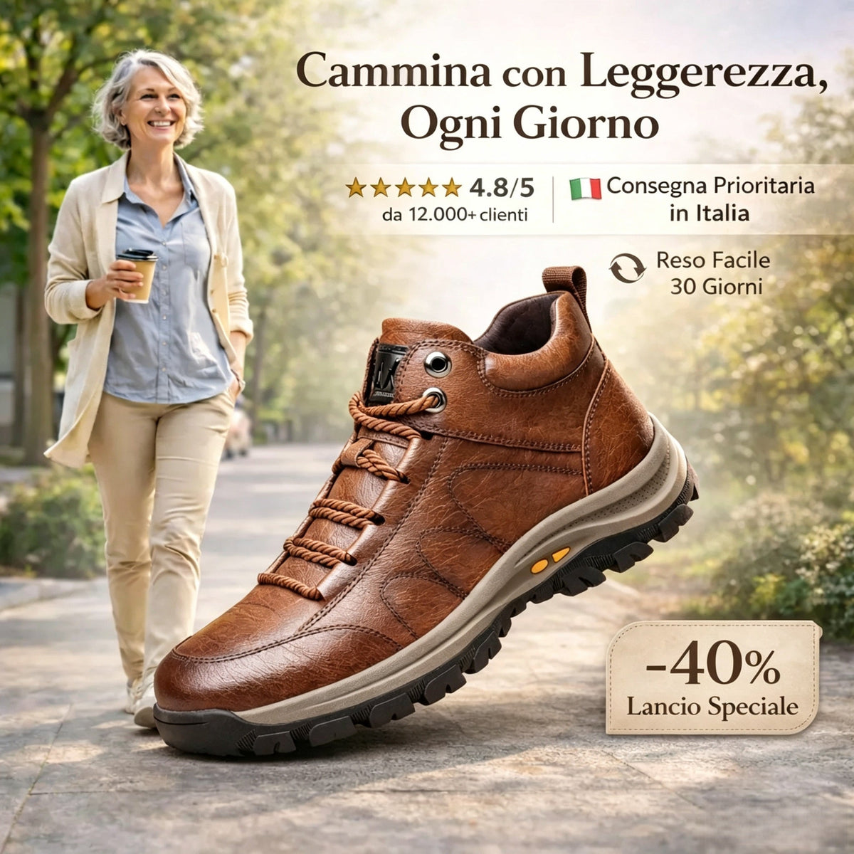 ⏰ Ultimo giorno! Sconto del 70%! 👞 Scarpe in vera pelle italiana 🐂 Cucite a mano, morbide e comode ✅ Supporto per l'arco plantare; riduce la pressione sui piedi e garantisce comfort per tutto il giorno.